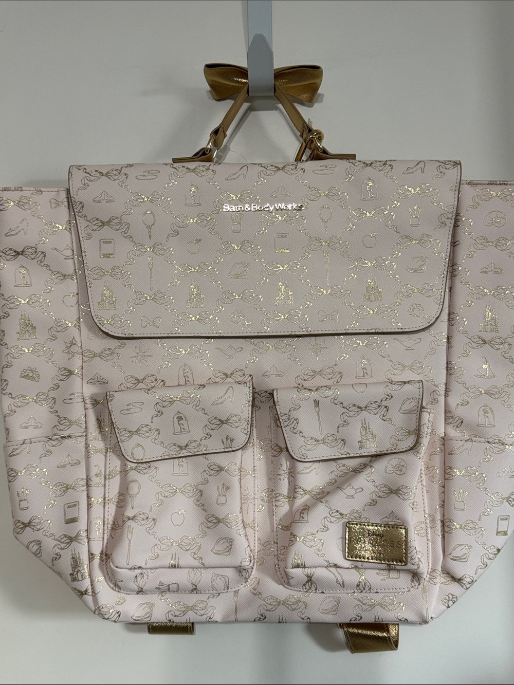 Bath & Body Works Blush Pink Backpack with Gold Accents